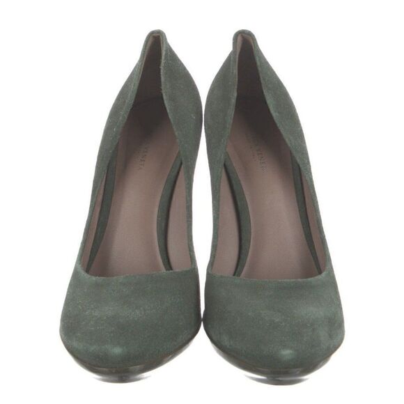 Bottega Veneta Authentic Solid Forest Green Suede Leather High Heels Round Toe 9 - Picture 3 of 8